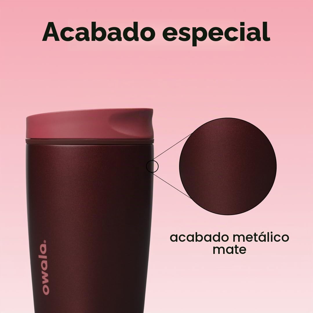 Owala SmoothSip Slider - Vaso de café de acero inoxidable con aisla...