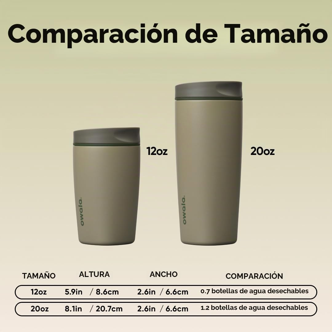 Owala SmoothSip Slider - Vaso de café de acero inoxidable con aisla...