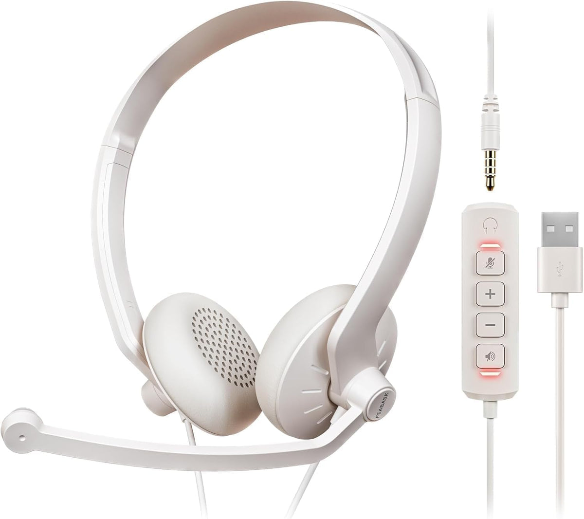 FEABASK Auriculares USB con micrófono para computadora PC cómodos |...
