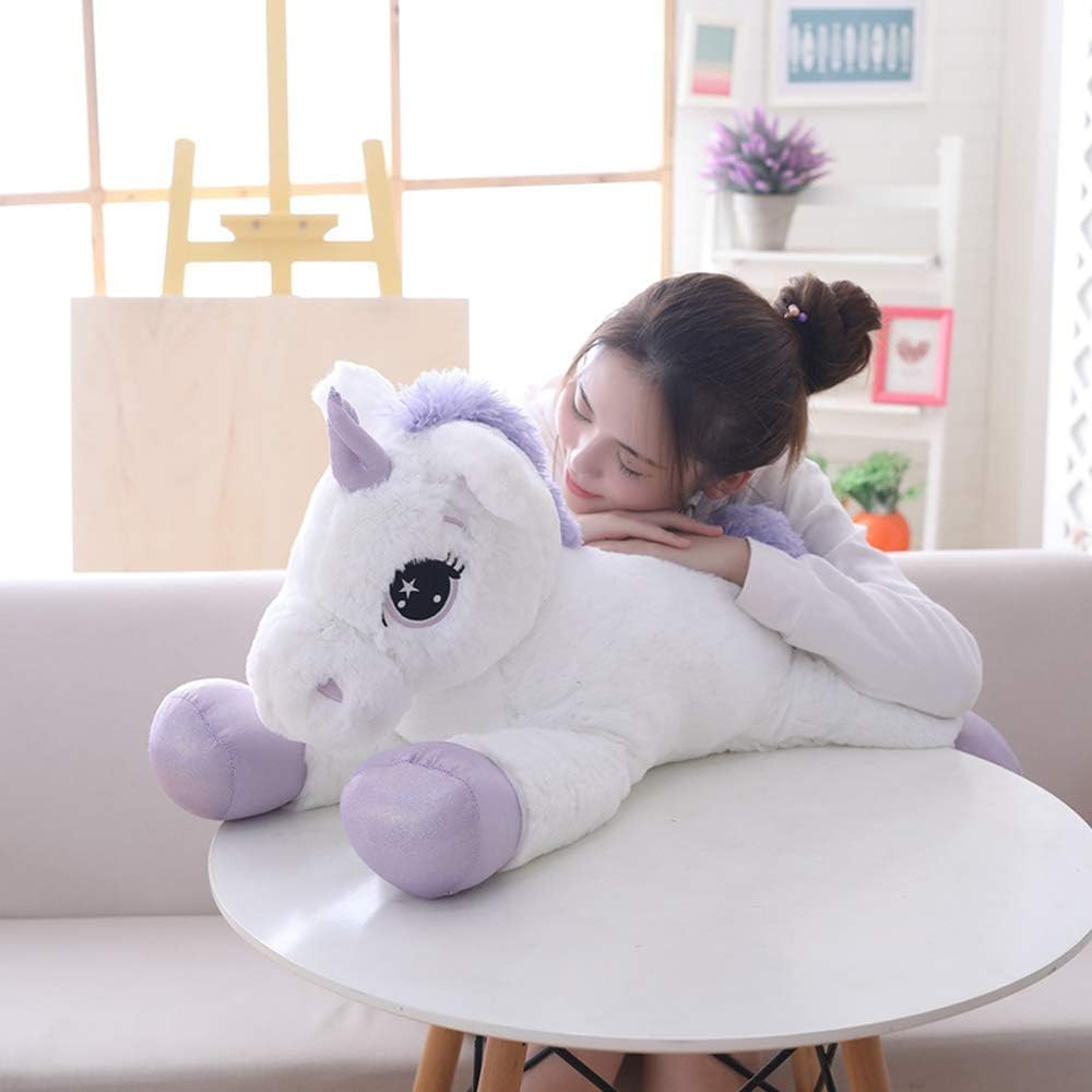 sofipal Juguetes de peluche de unicornio gigante, cojín suave y gra...