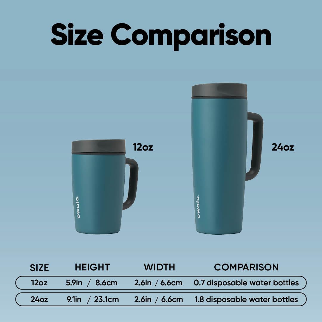 Owala SmoothSip Slider - Taza de viaje aislada de acero inoxidable...