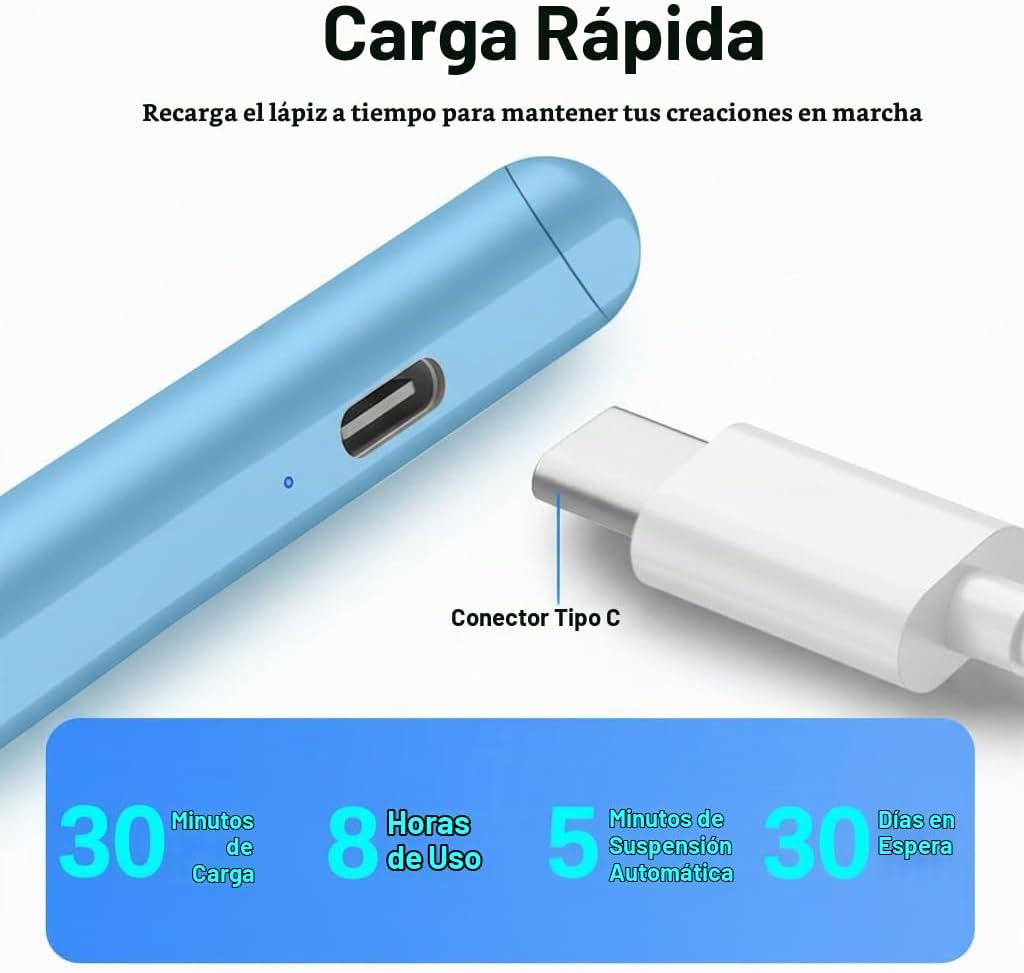 Lápiz capacitivo para iPad Pencil 11ª y 10ª, lápiz con rechazo de p...