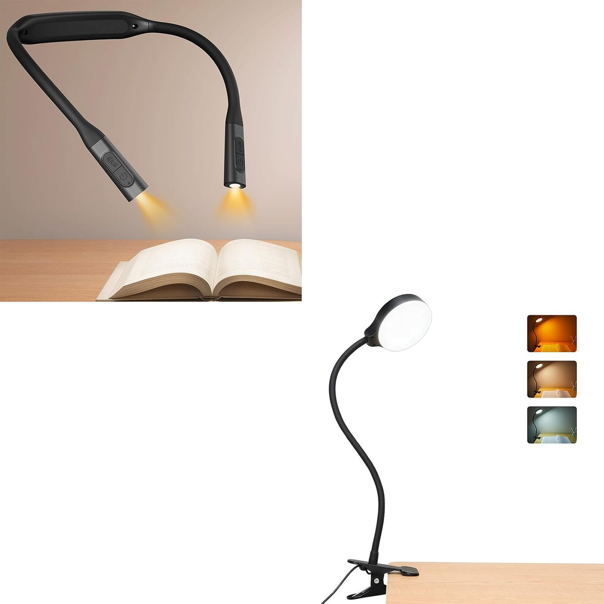 Glocusent Luz de clip de 5 W, luz de lectura de 36 LED para el cuid...