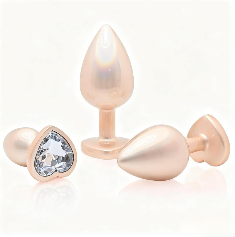 3 Piezas Tapón Anal de Metal con Base de Joyería en Forma de Corazó...