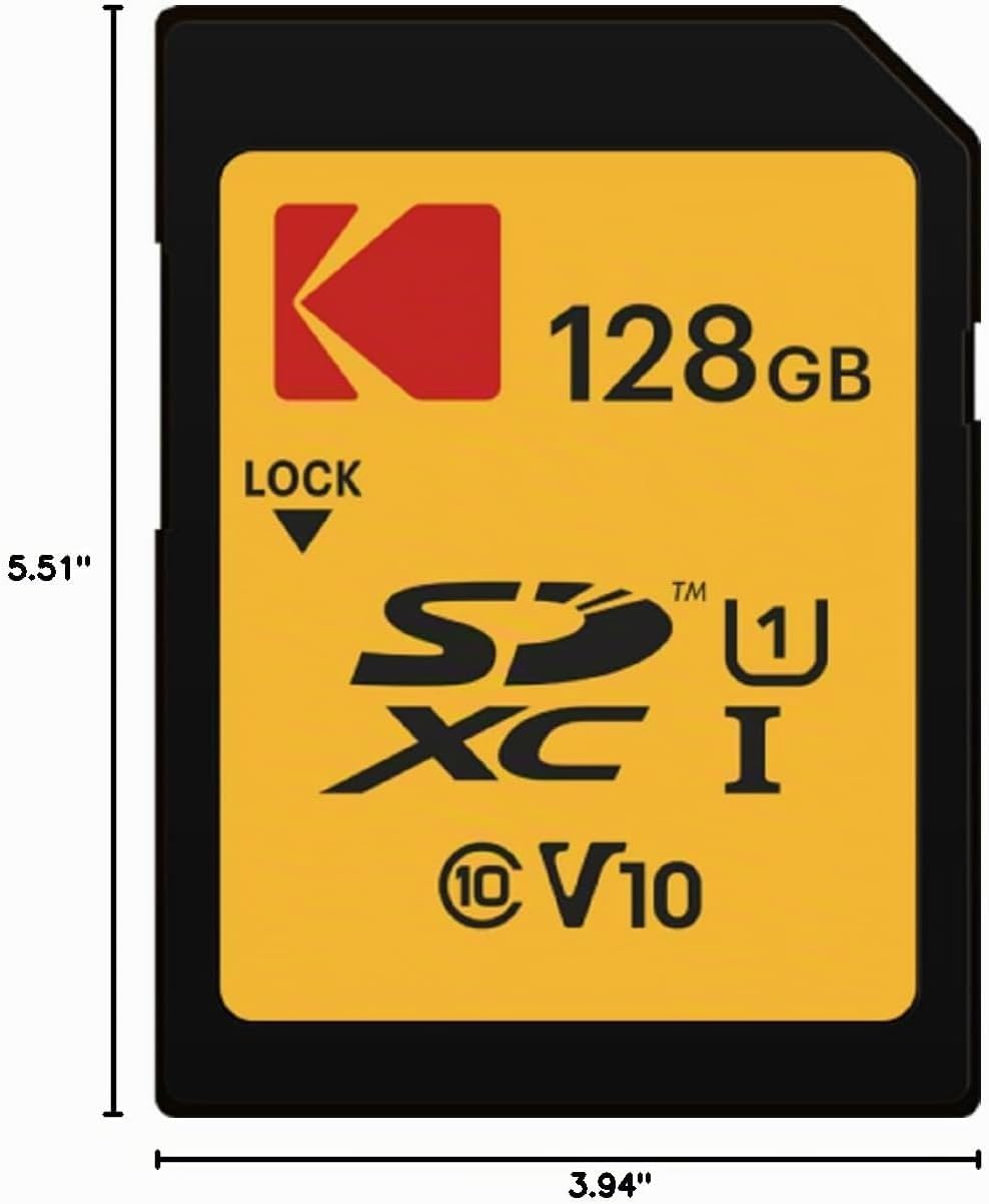 KODAK Tarjeta SDXC 128GB UHS-I U1 V10 Premium, velocidad de lectura...