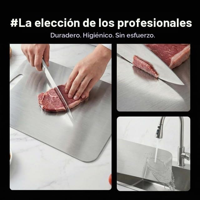 URMONA Juego de tablas de cortar de acero inoxidable 304 de 3 pieza...
