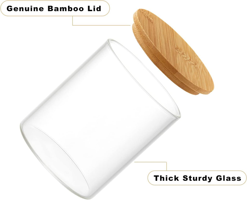 INIUNIK Paquete de 3 dispensadores de vidrio con tapa de bambú, tar...