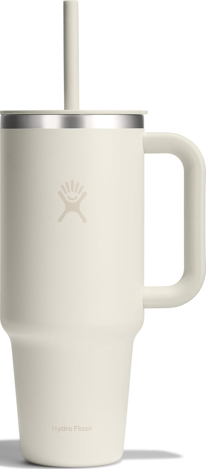 Hydro Flask Vaso de viaje con asa, tapa y pajita, acero inoxidable...