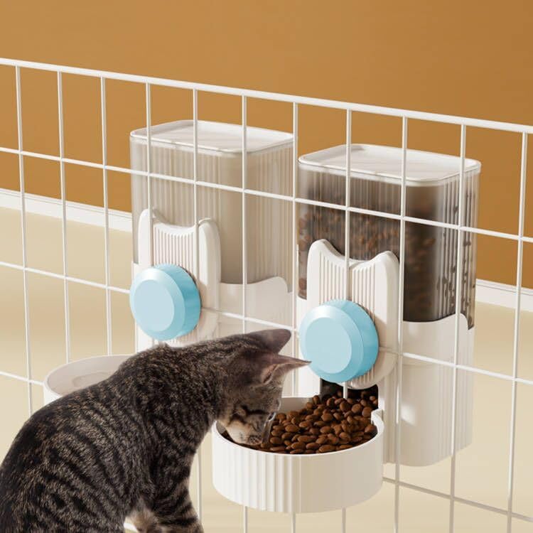 Jaula colgante Auto Pet Food Bowl dispensador de botella de agua, 1...