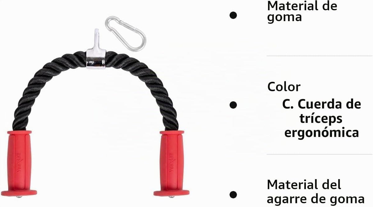 Yes4All Accesorio de cable de cuerda de tríceps de lujo, 27 y 36 pu...