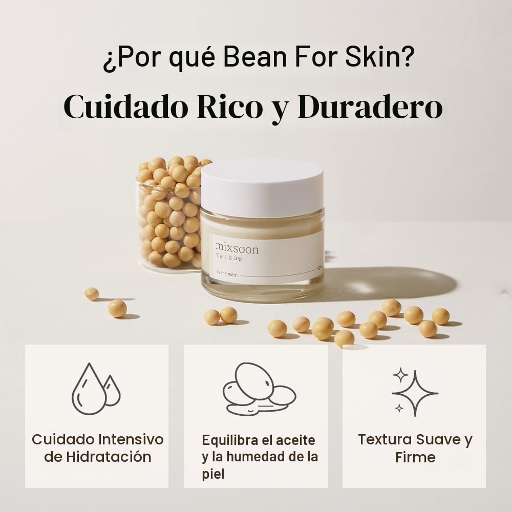 mixsoon Crema facial hidratante profunda de frijoles, hidratante y...