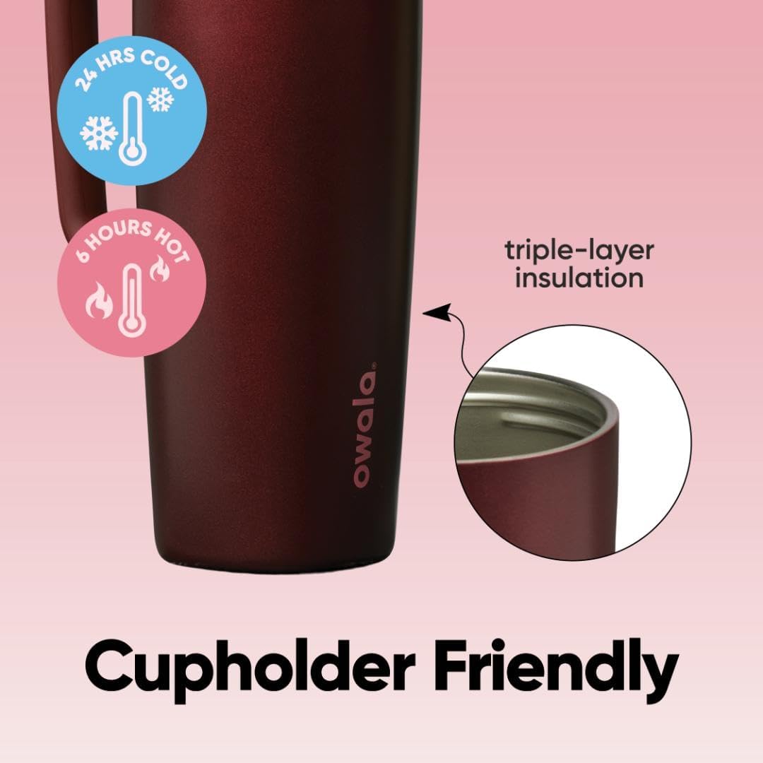 Owala SmoothSip Slider - Taza de viaje aislada de acero inoxidable...