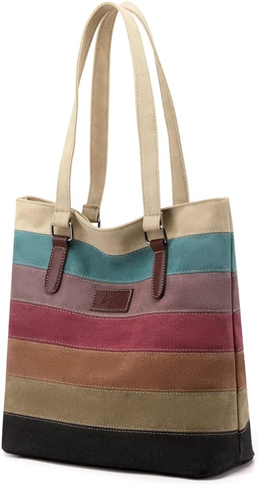SNUG STAR - Bolsa cruzada de lona multicolor a rayas con diseño ent...