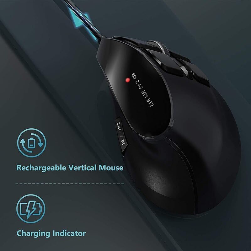 JOMAA Ratón inalámbrico ergonómico vertical, 2.4G y Bluetooth 5.0\/...