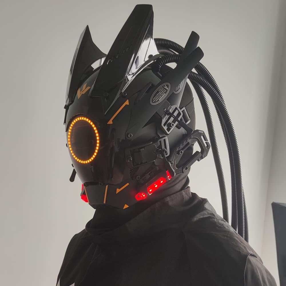 KYEDAY Máscara punk cosplay para hombres, luz redonda con trenzas m...
