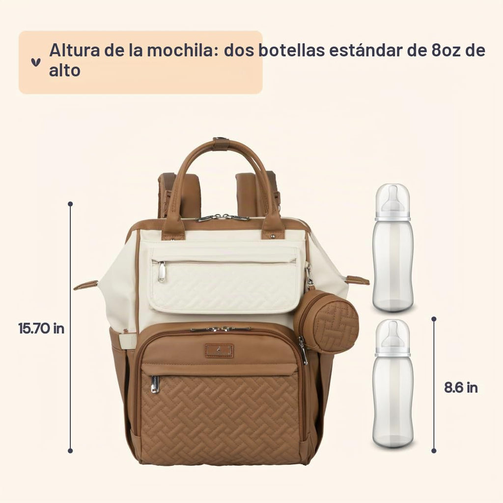 BabbleRoo Mochila de cuero para pañales, bolsas grandes multifunció...