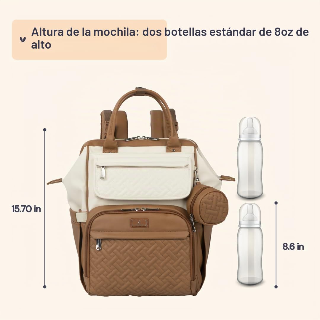 BabbleRoo Mochila de cuero para pañales, bolsas grandes multifunció...