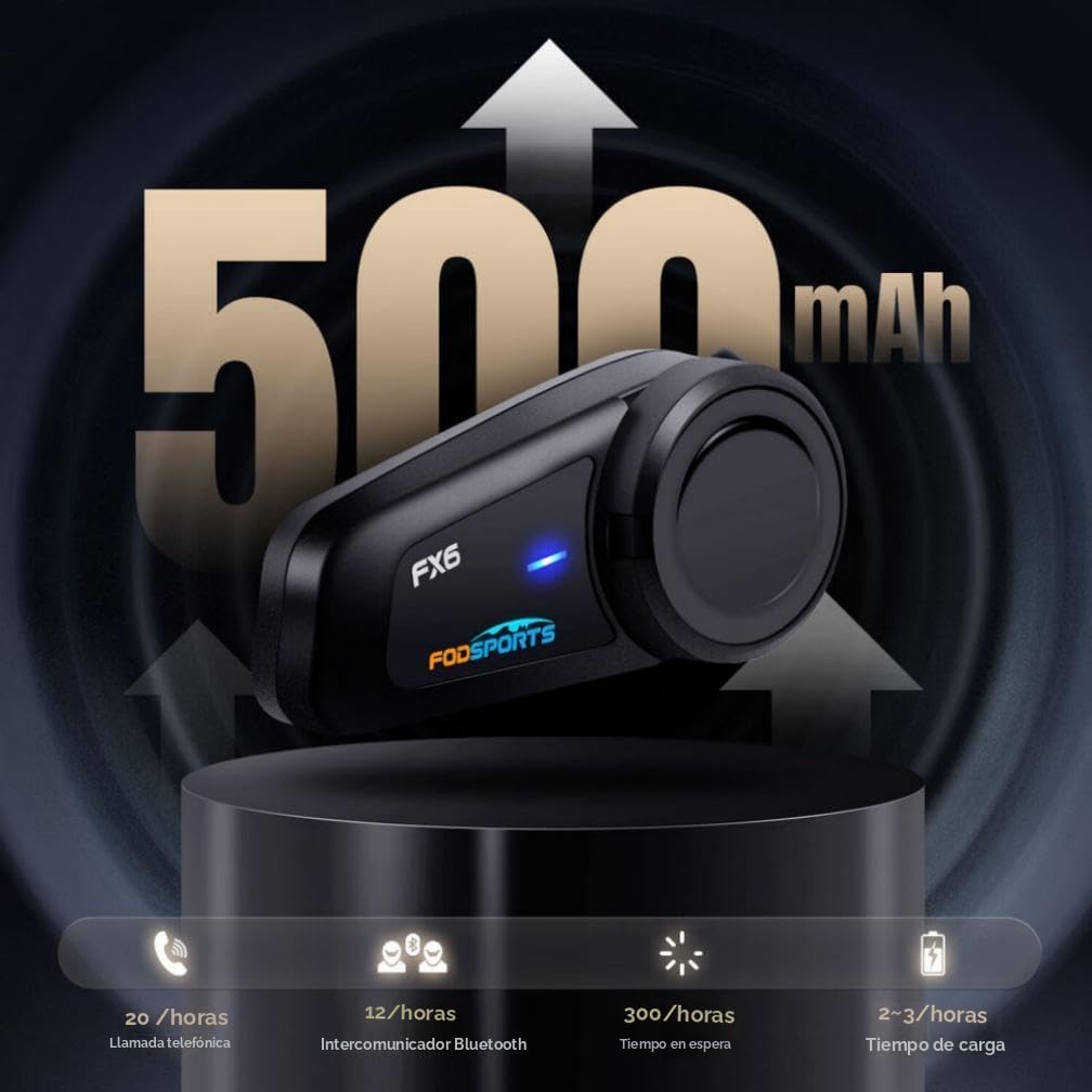 Fodsports FX6 - Auriculares Bluetooth para motocicleta, intercomuni...