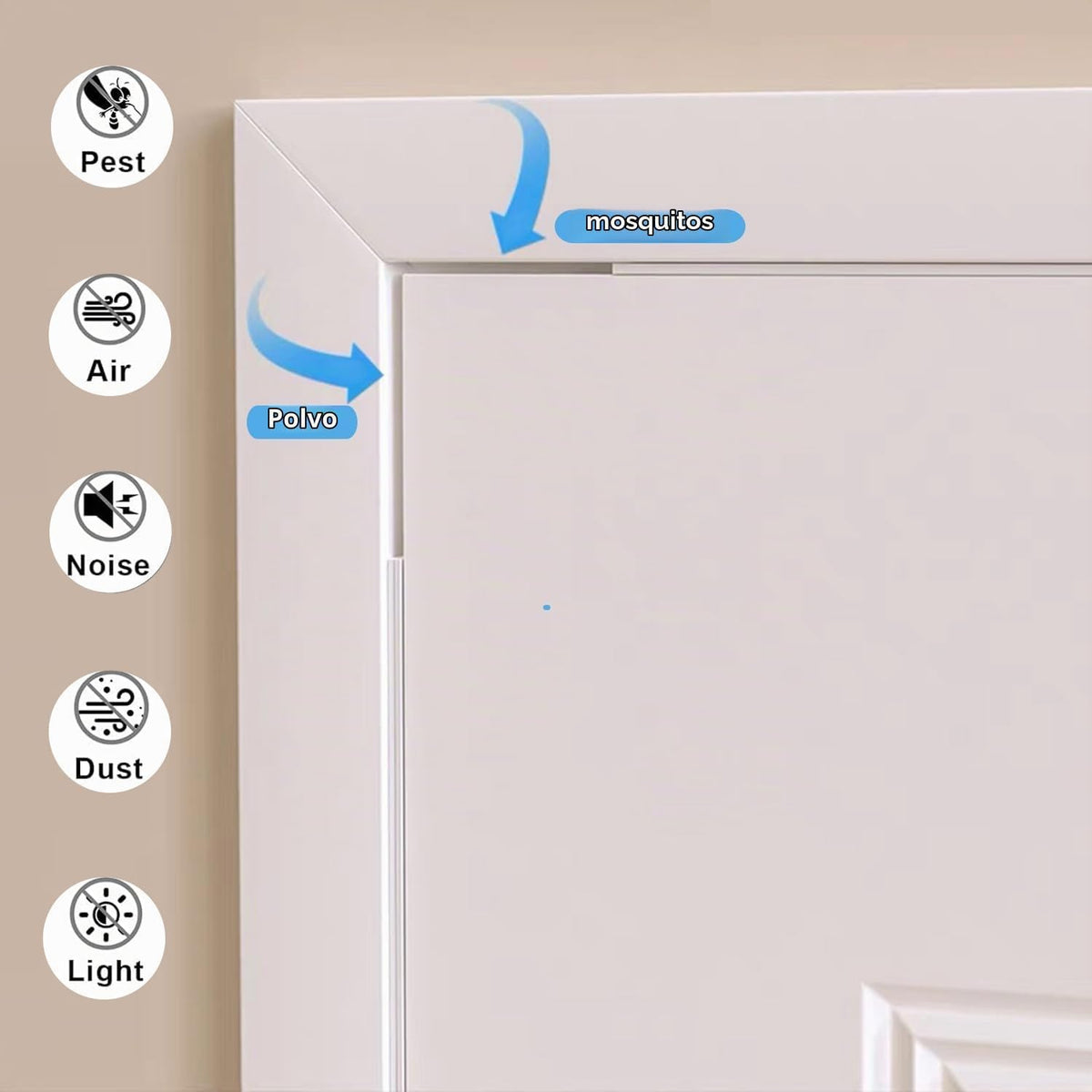 Cinta de sellado de espuma blanca para puertas, 1.18 pulgadas de an...
