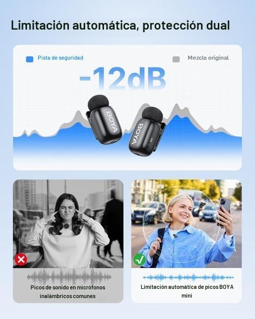 BOYA Mini 2 Micrófono Lavalier Inalámbrico para iPhone 15\/16\/17 y...