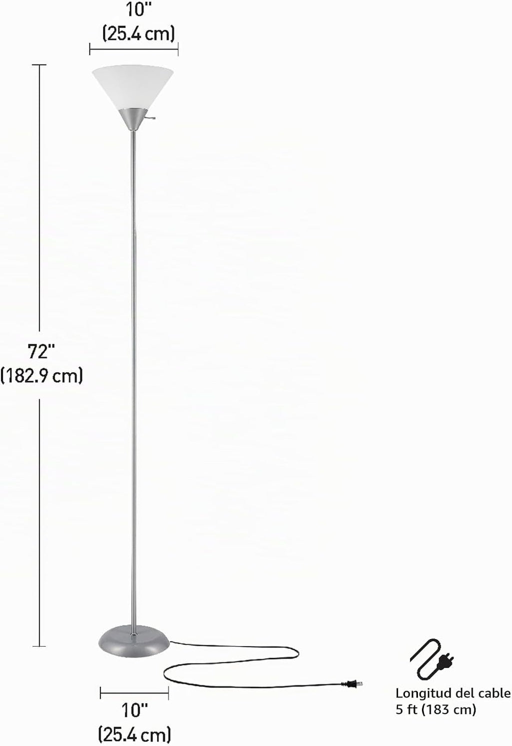 Globe Electric 677150 Elliott 72" Lámpara de pie, plateada, pan...