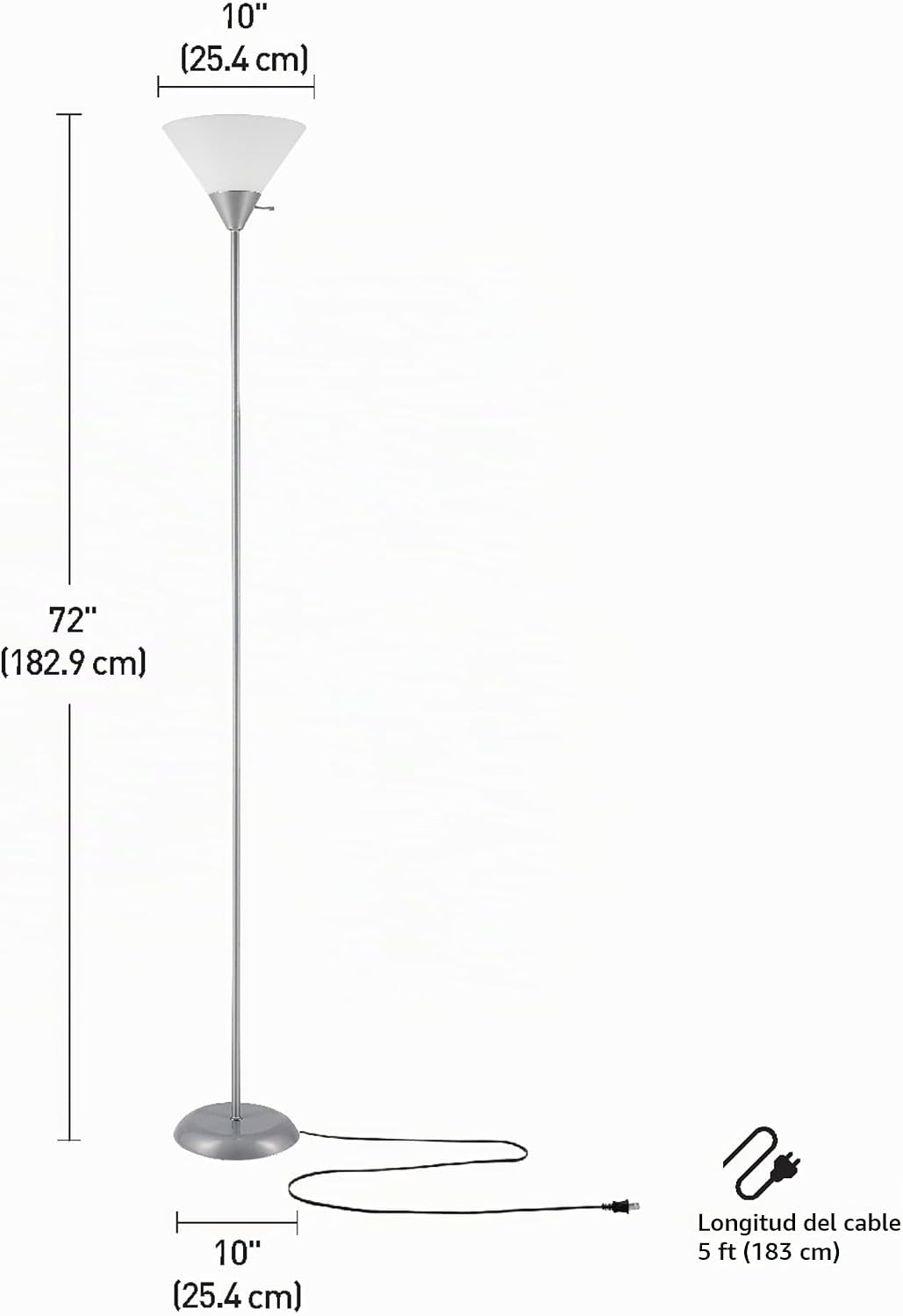 Globe Electric 677150 Elliott 72" Lámpara de pie, plateada, pan...