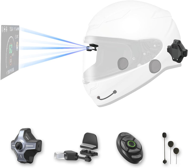 MOTOEYE Casco de Motocicleta E6+ HUD, Pantalla de Visualización Fro...