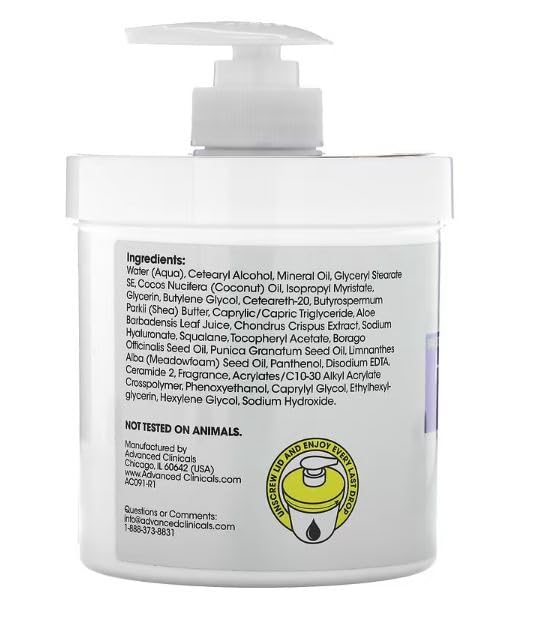Advanced Clinicals Crema corporal hidratante de ácido hialurónico +...