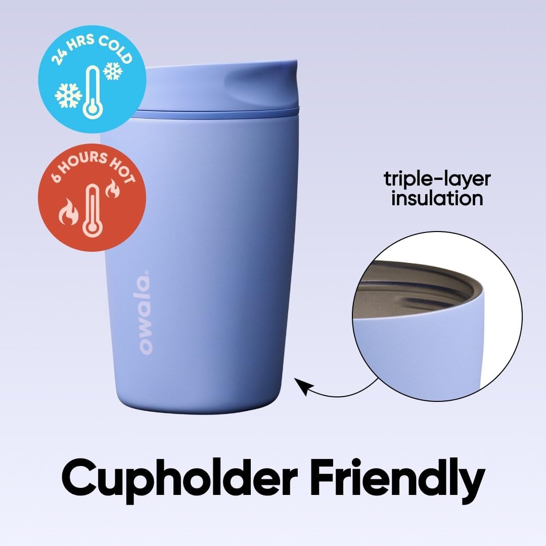 Owala SmoothSip Slider - Vaso de café de acero inoxidable con aisla...