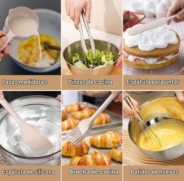 Wildone Cuencos para mezclar con tapas herméticas, juego de cuencos...