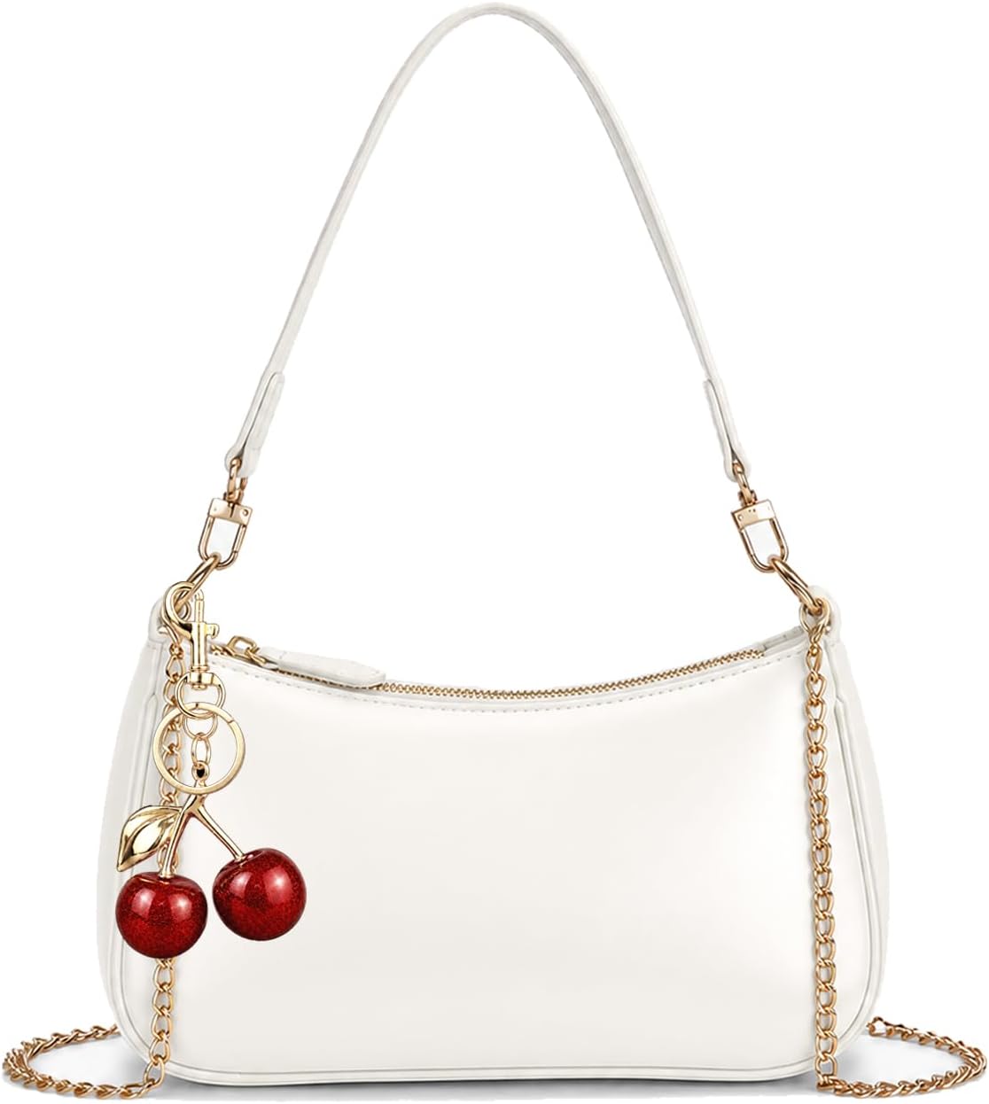 Bolso cruzado de moda, lindo bolso de hombro de diseñador con colgante de cereza
