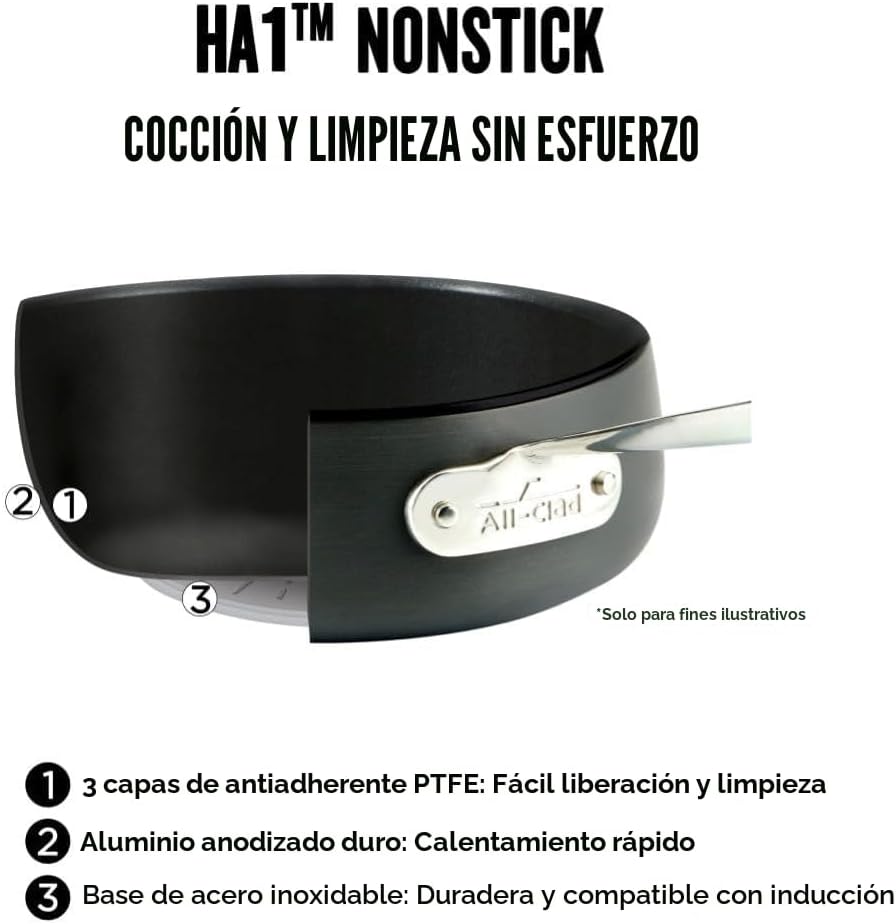 All-Clad HA1 Juego de Ollas y Sartenes Antiadherentes de Anodizado...