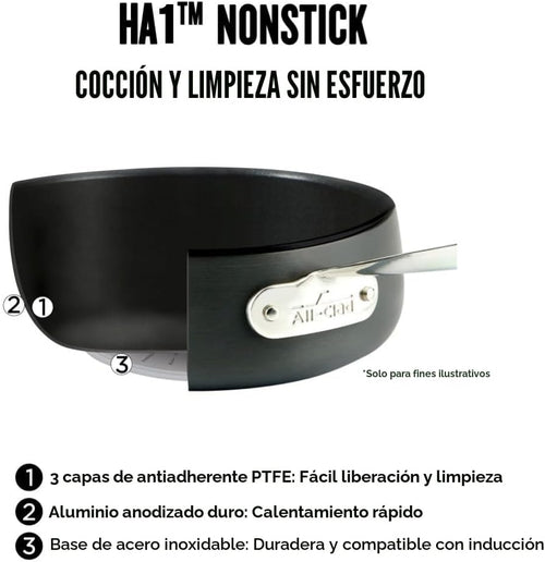 All-Clad HA1 Juego de Ollas y Sartenes Antiadherentes de Anodizado...