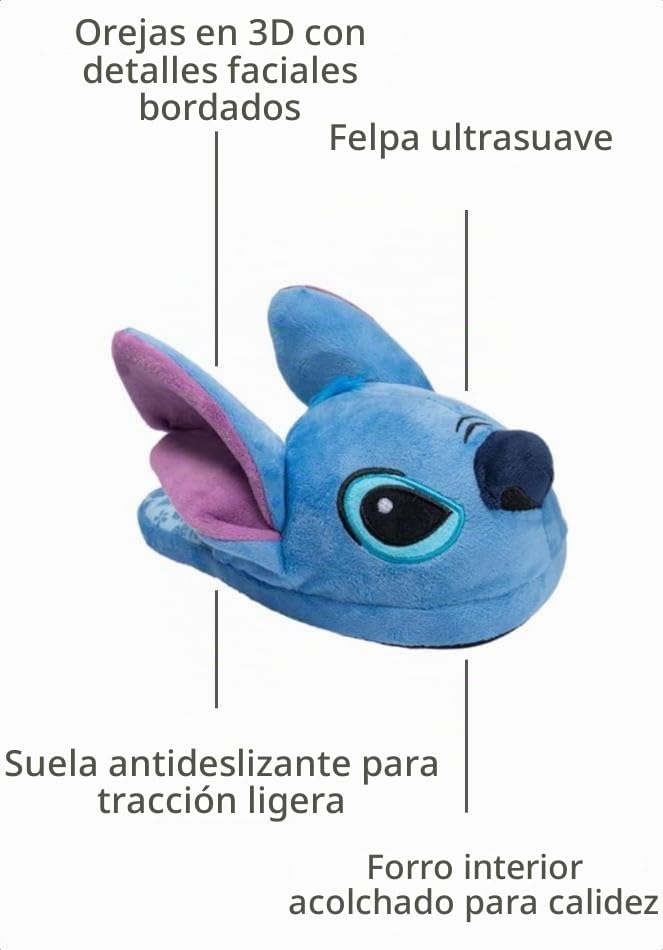 Disney Lilo &amp; Stitch - Pantuflas de personajes 3D para adultos,...