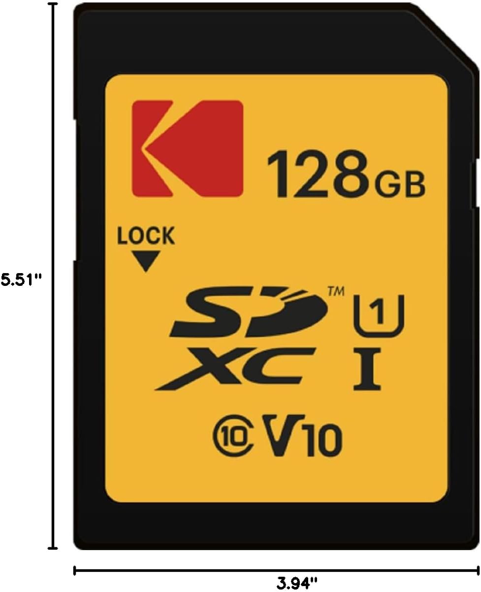 KODAK Tarjeta SDXC 128GB UHS-I U1 V10 Premium, velocidad de lectura...