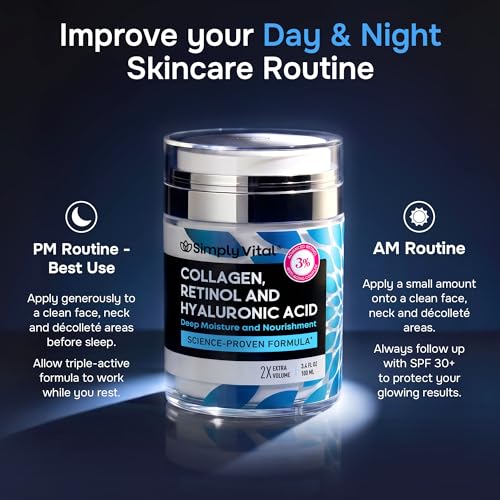 SimplyVital Hidratante facial Retinol Colágeno Hialurónico 3.4 oz (...