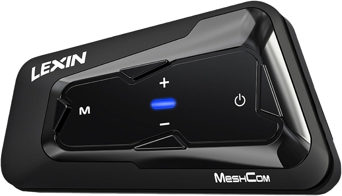 LEXIN MeshCom - Auriculares Bluetooth para motocicleta, intercomuni...