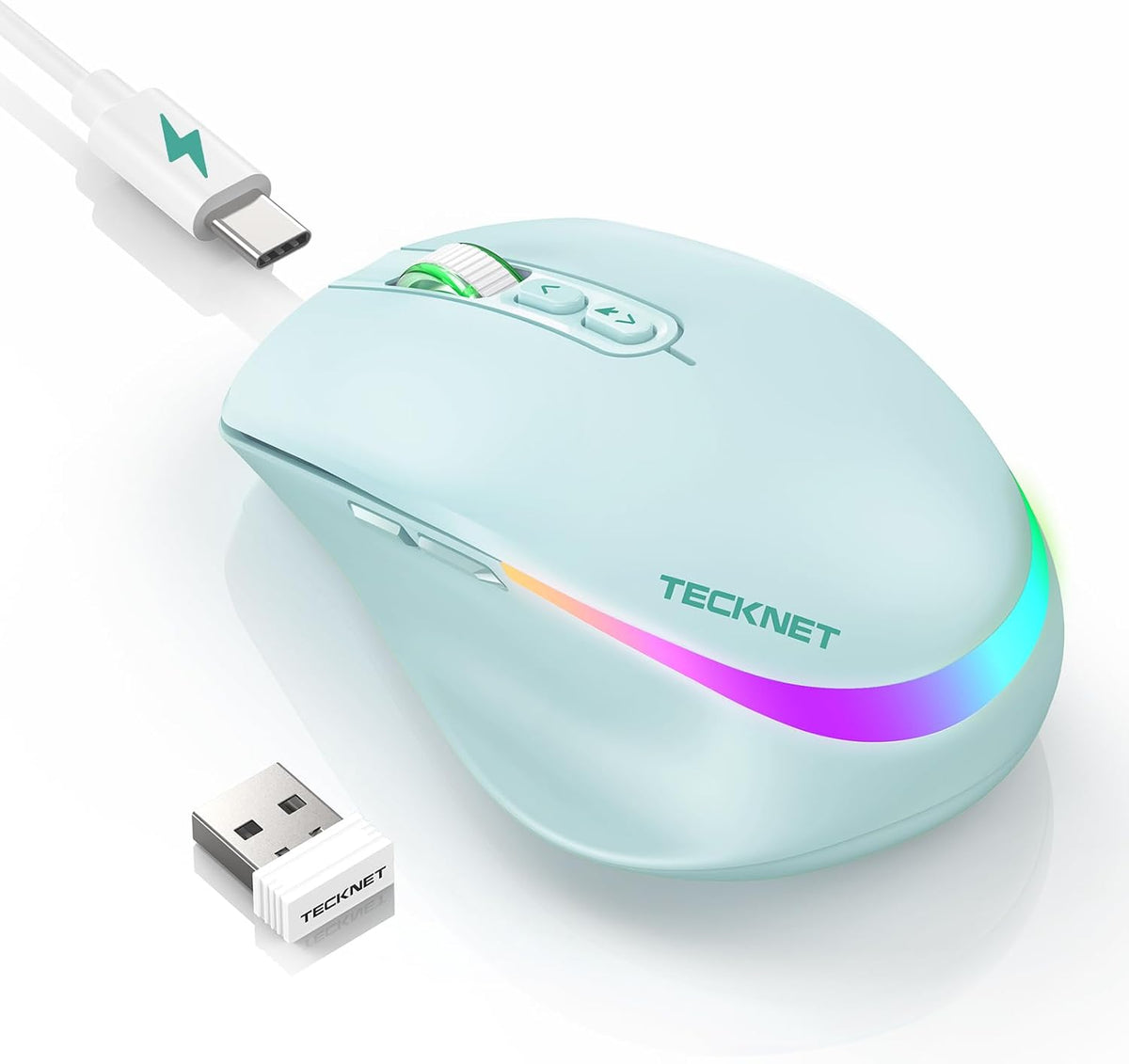 TECKNET Ratón inalámbrico Jiggler, mouse recargable con motor de mo...