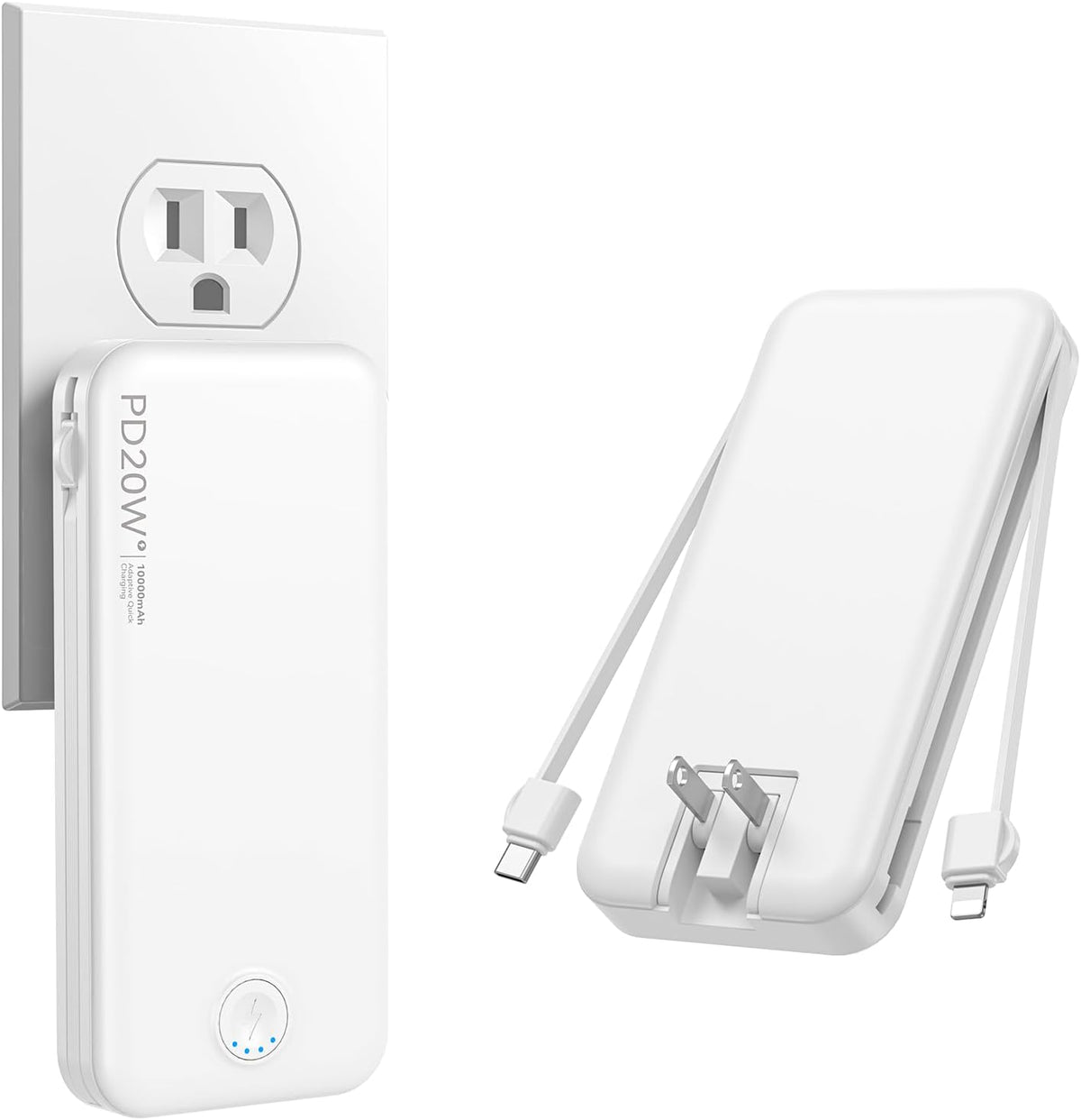 Nusyddy Cargador portátil 10000mAh de carga rápida w\/incorporado e...