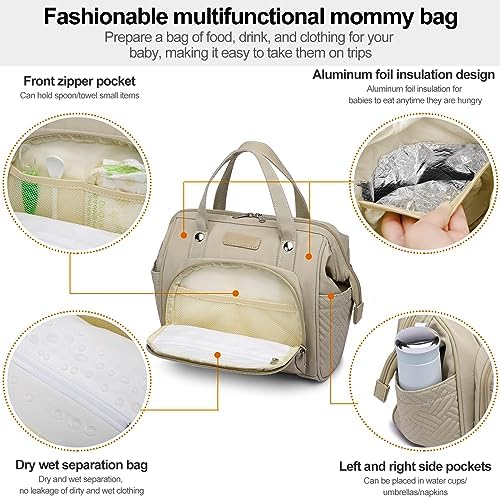 FHELAD - Bolsa de pañales pequeña para mujer, mini bolsa de bebé 4...