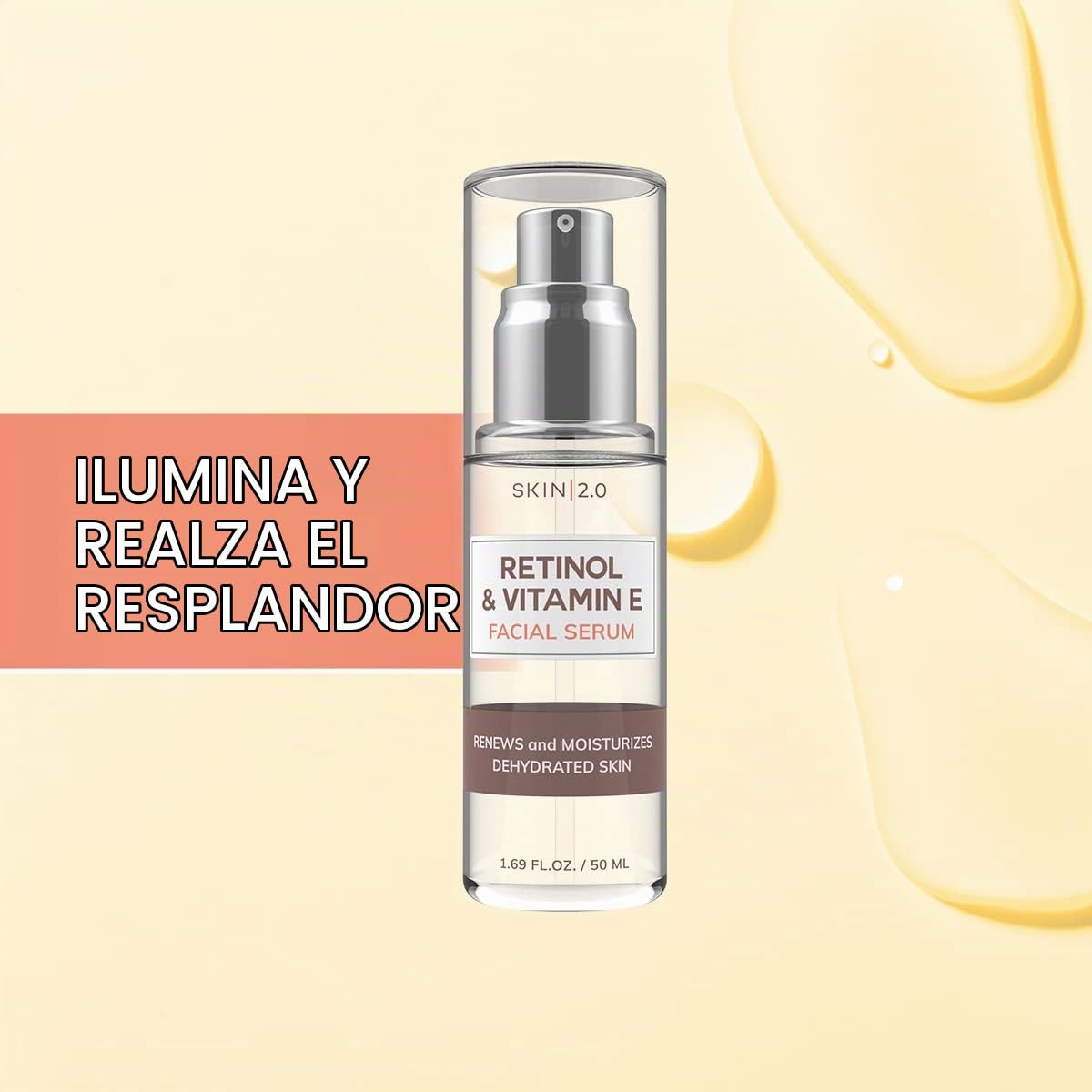 Skin 2.0 Suero facial de retinol y vitamina E - 1.69 onzas líquidas...
