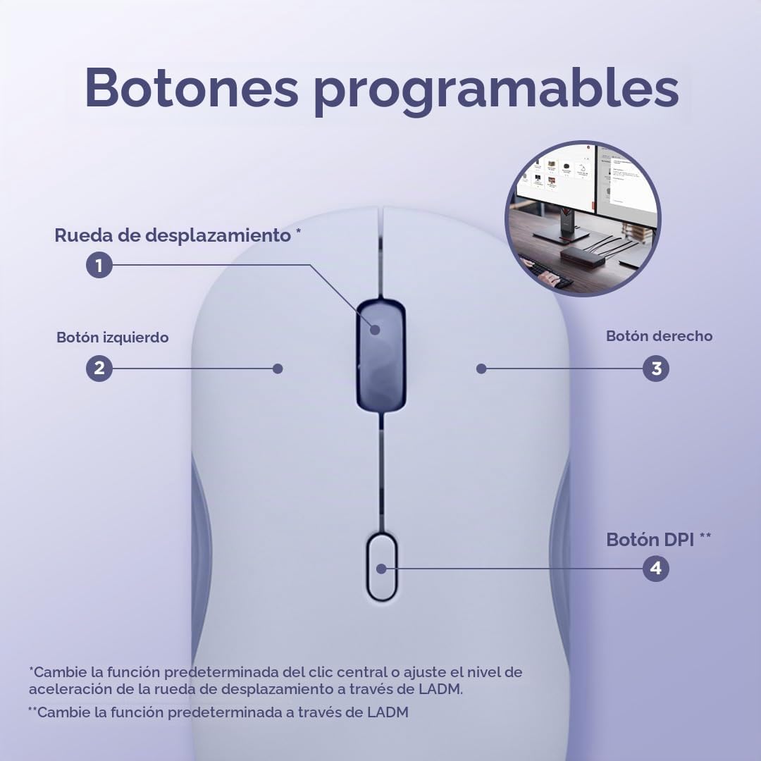 Lenovo Ratón Bluetooth Inalámbrico 350, Clic Silencioso, DPI de 3 N...