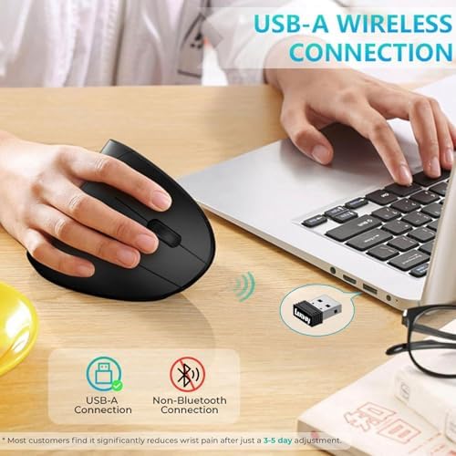 Lekvey Ratón ergonómico inalámbrico negro + ratón ergonómico rosa m...