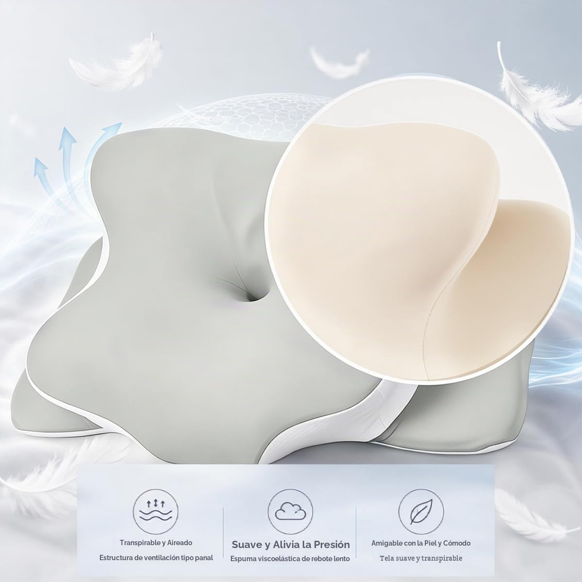 WKEFF Almohada cervical para aliviar el dolor de cuello, diseño hue...