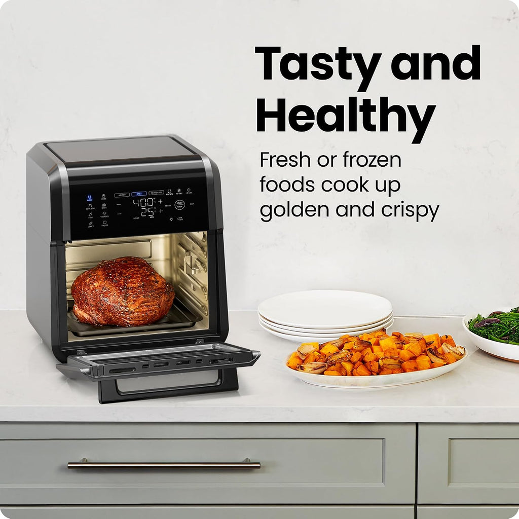 Chefman Horno freidora de aire 5 en 1 de 12 cuartos de galón con temporizador digital, pantalla táctil y 12 ajustes preestablecidos, horno de convección de encimera de tamaño familiar