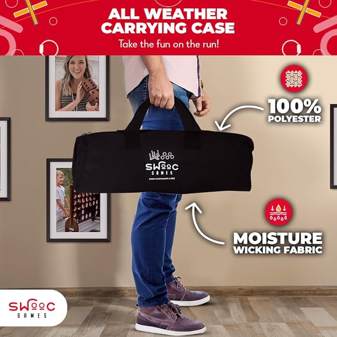 Swooc Juegos - Juego rústico de lanzamiento de anillos (todo tipo de clima) - Fácil configuración y juegos adicionales incluidos - Juego de lanzamiento de anillos para adultos - Actividades al aire