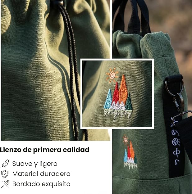 Bolso de mano de lona, bolso de hombro informal, bolso de trabajo, bolso cruzado con bordado de sol