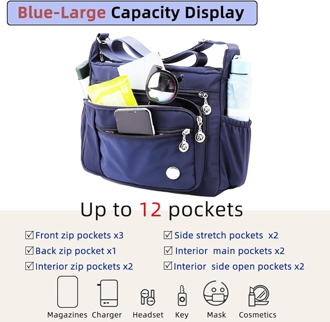 MINTEGRA Bolso de mano de hombro para mujer, espacioso bolso cruzado con múltiples bolsillos, bolso de mano a la moda con asa superior, S