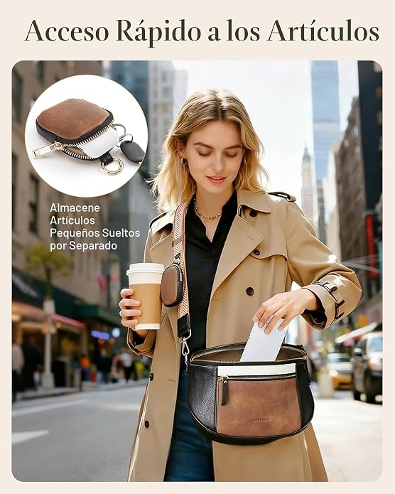 Missnine Bolso Cruzado, Bolsos Cruzados de Cuero Medianos para Mujeres Bolso de Viaje, Bolso de Hombro con Ranuras de Bloqueo RFID