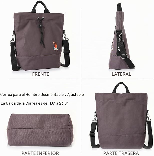 Bolso de mano de lona, bolso de hombro informal, bolso de trabajo, bolso cruzado con bordado de sol